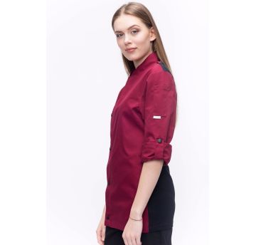 Chef's jacket with press studs, Burgundy