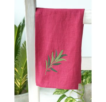 Lino rožinis rankšluostukas-servetėlė ŠALAVIJAS, 60x35cm