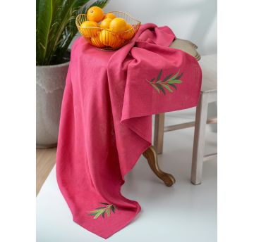 Lino rožinė staltiesė ŠALAVIJAS, 140x140cm