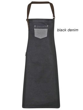 DENIM BIB APRON WITH FAUX LEATHER